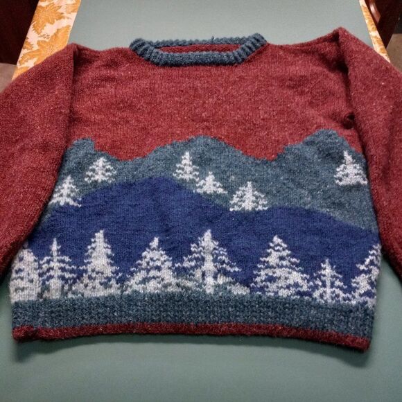 Vintage Handmade Mountain Scene Men's Sweater - Picture 1 of 10